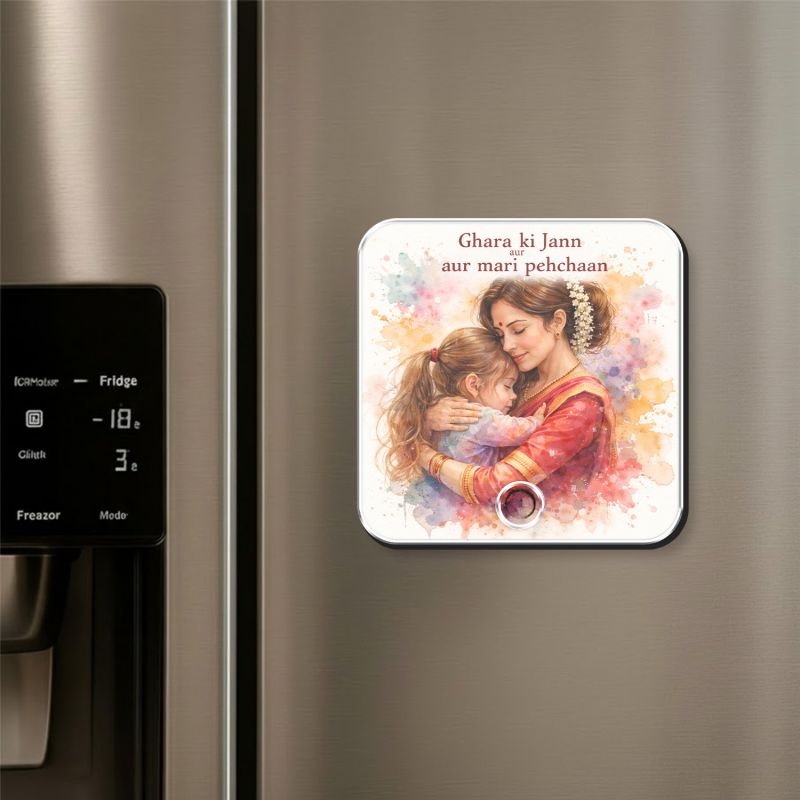Ghar Ki Jaan Maa Personalized Musical Fridge Magnet Rechargeable Photo & Song Magnet Gift for Mom